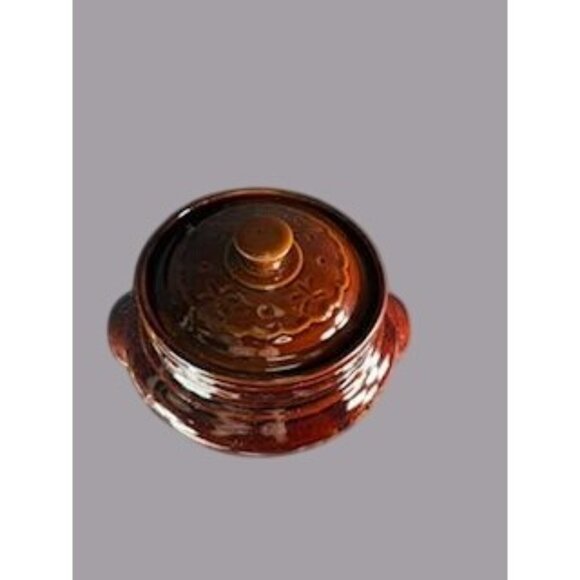 Marcrest Daisy Dot Brown Stoneware Oven Proof Bean Pot with Lid Vintage USA - Picture 4 of 8